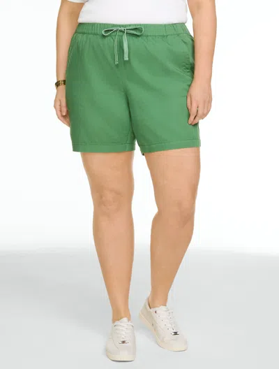 Talbots Plus Size - Twill Pull-on Shorts - 5” - Grove Green - 2x