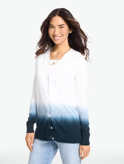 Talbots Plus Size - V-neck Girlfriend Cardigan Sweater - Dip Dye - Blue - 2x