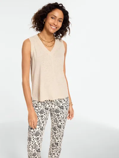 Talbots Plus Size - V-neck Tank Top - Heather - Oat - 3x  In Brown