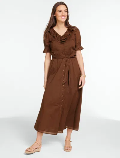 Talbots Plus Size - Voile Fit & Flare Shirtdress - Dark Walnut - 24  In Brown