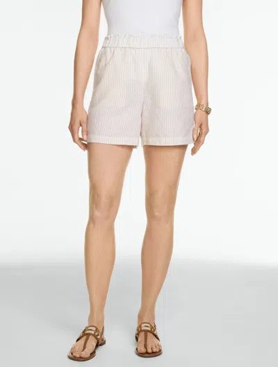 Talbots Plus Size - Washed Linen Pull-on Shorts - Majestic Stripe - White/beige - 3x  In Multi