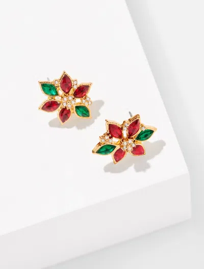 Talbots Poinsettia Stud Earrings - Red/gold - 001