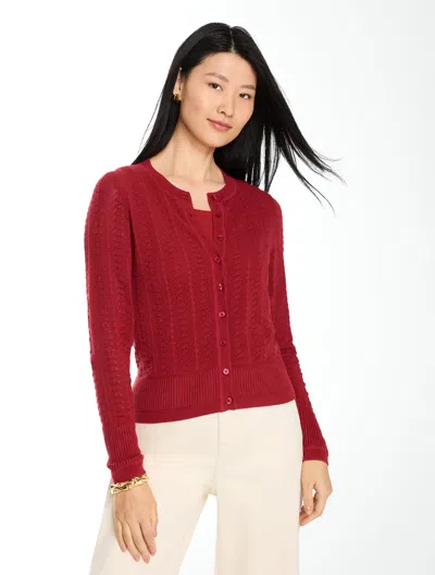 Talbots Pointelle Charming Cardigan Sweater - Autumn Red - Xs