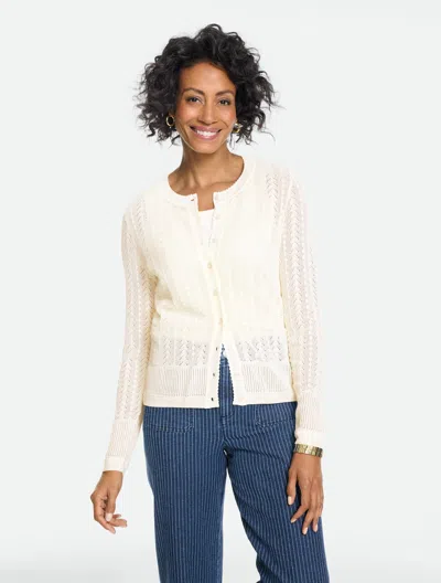 Talbots Pointelle Charming Cardigan Sweater - Ivory - Xs  In Neutral