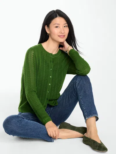 Talbots Pointelle Charming Cardigan Sweater - Landscape Green - Xs