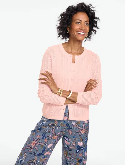 Talbots Pointelle Charming Cardigan Sweater - Pink Champagne - Xs