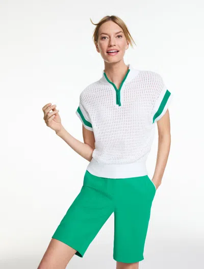 Talbots Pointelle Half-zip Sweater Vest - White - Xl