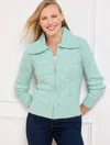 Talbots Pointelle Knit Sweater Jacket - Light Soft Jade Heather - 3x  In Light Soft Jade Heather