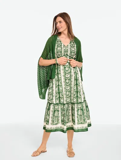 Talbots Pointelle Linen Blend Travel Ruana - Grove Green - Xs/s