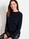 Talbots Pointelle Round Yoke Sweater - Blue - 3x