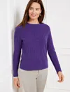Talbots Pointelle Round Yoke Sweater - Purple Majesty - 3x