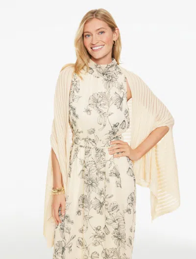 Talbots Pointelle Travel Wrap - White/gold - Xs/s  In Multi