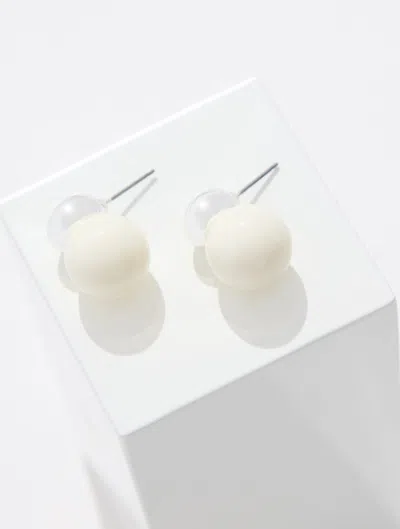 Talbots Polished Bauble Earrings - Ivory/shiny Silver - 001  In Ivory,shiny Silver