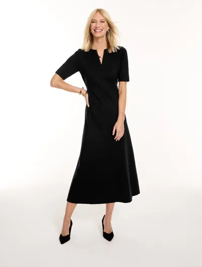 Talbots Polished Ponte Fit & Flare Dress - Black - 2