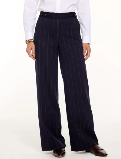 Talbots Polished Ponte Wide Leg Pants - Pinstripe - Blue - 2