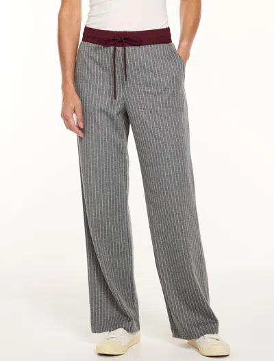 Talbots Ponte Straight Leg Pants - Pinstripe - Shadow Heather/ivory - Xs  In Shadow Heather,ivory