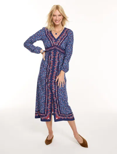 Talbots Poplin Fit & Flare Dress - Enchanting Floral - Ink - 2 - 100% Cotton