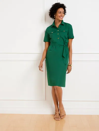 Talbots Plus Size - Poplin Utility Shirtdress - Heritage Green - 24 - 100% Cotton
