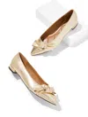 Talbots Portia Bow Metallic Leather Flats - Gold - 11m  In Gold