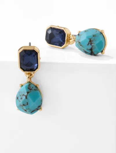 Talbots Precious Stones Drop Earrings - Turquoise/gold - 001  In Turquoise,gold