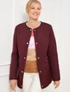 Talbots Petite - Quilted Collarless Coat - Rich Burgundy/moonlight - Small  In Rich Burgundy,moonlight