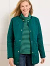 Talbots Petite - Quilted Collarless Coat - Spruced Up/indigo Blue - Xl  In Spruced Up,indigo Blue