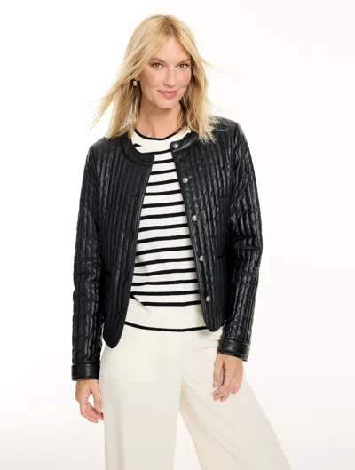 Talbots Quilted Faux Leather Jacket - Black - Xs
