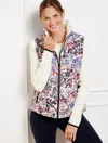 Talbots Quilted Mixed Media Jacket - Watercolor Garden - Ivory  In Ivory