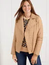 Talbots Quilted Moto Jacket - Toasted Coconut - 3x  In Toasted Coconut