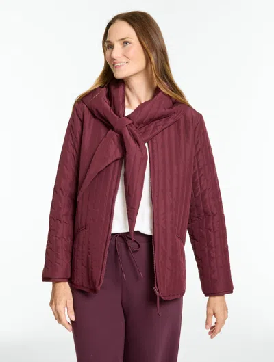 Talbots Quilted Scarf Jacket - Rich Burgundy - Xs