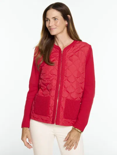 Talbots Quilted Sweater Jacket - Red - Xs
