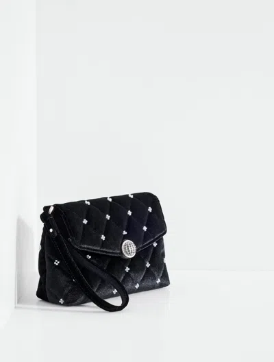 Talbots Quilted Velvet Beaded Wristlet - Black - 001