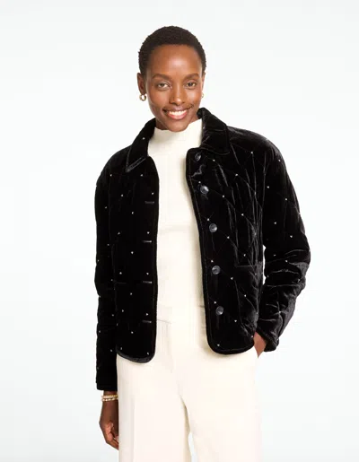 Talbots Quilted Velvet Jacket - Black - Xs