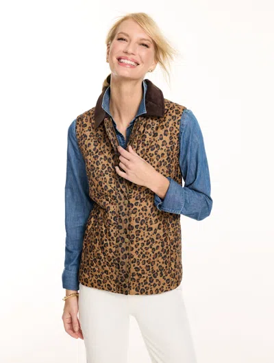 Talbots Quilted Vest - Lavish Leopard - Tobacco - Xs