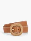 Talbots Raffia Buckle Leather Belt - Havana Tan - Xl  In Havana Tan
