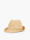Talbots Raffia Crochet Fedora Hat - Natural Straw - 001  In Natural Straw