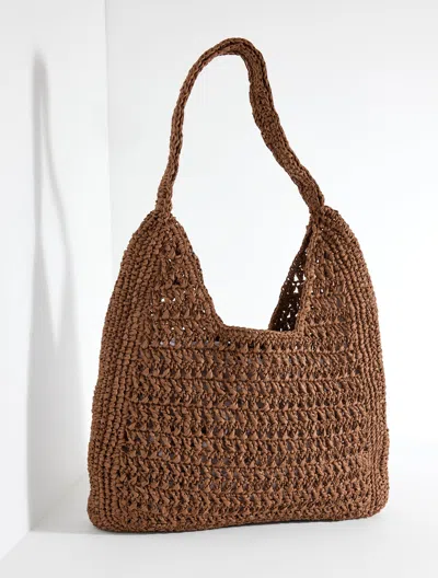 Talbots Raffia Hobo Bag - Hickory Brown - 001