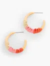 Talbots Raffia Macramé Hoop Earrings - Coral Sand Ombre/gold - 001  In Coral Sand Ombre,gold