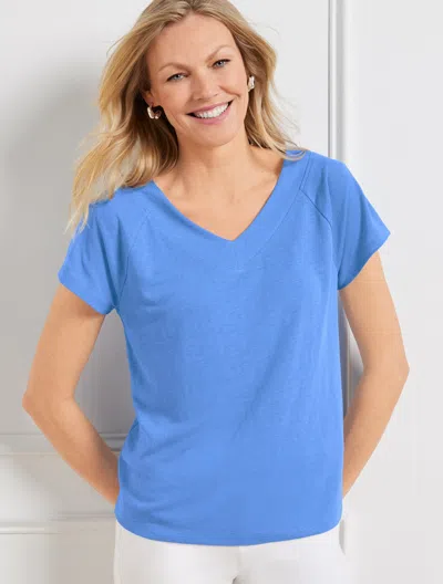 Talbots Raglan V-neck T-shirt - Blue Iris - 3x