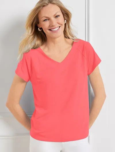 Talbots Raglan V-neck T-shirt - Lovely Coral - 1x