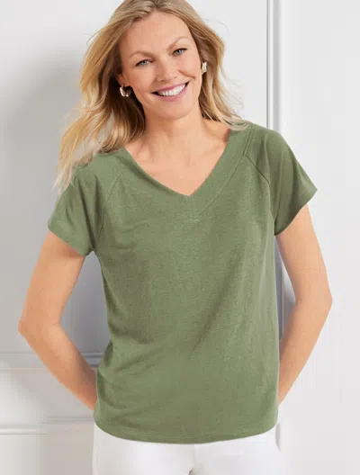 Talbots Raglan V-neck T-shirt - Spring Moss - 1x  In Spring Moss