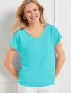 Talbots Raglan V-neck T-shirt - Vivid Turquoise - 3x