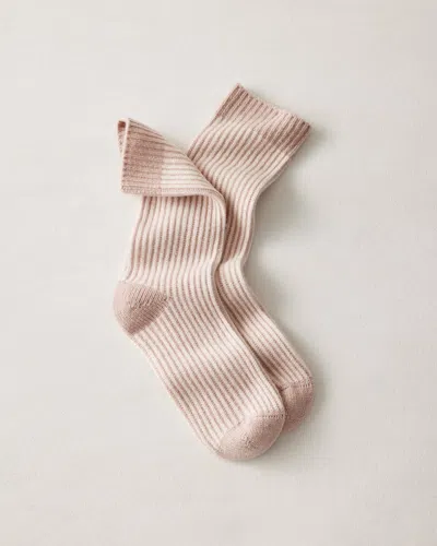 Talbots Recycled Cashmere Blend Cable Knit Socks - French Rose/seashell - 001  In French Rose,seashell