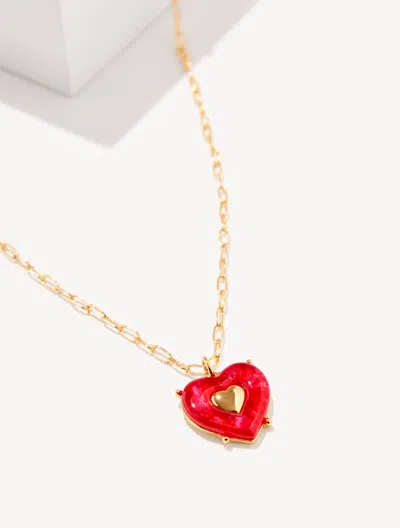 Talbots Red Velvet Heart Pendant Necklace - Red/gold - 001