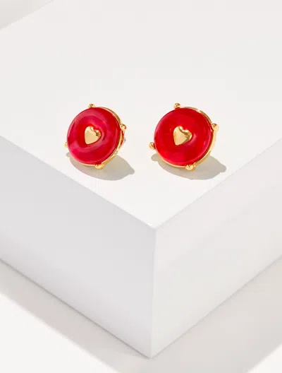 Talbots Red Velvet Stud Earrings - Red/gold - 001  In Multi