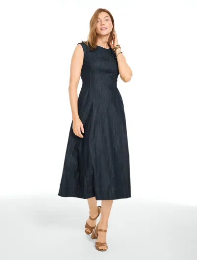 Talbots Refined Denim Fit & Flare Dress - Faux Indigo - 2  In Blue