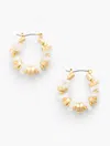 Talbots Reflections Beaded Hoop Earrings - White/gold - 001  In Multi