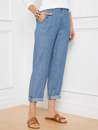 Talbots Relaxed Crop Pants - Chambray - Indigo - Small  In Purple