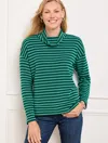 Talbots Misses - Relaxed Turtleneck Pullover Sweater - Luna Stripe - Spruced Up/soft Jade/blk - Xl  In Spruced Up,soft Jade,blk
