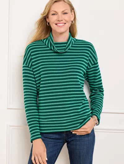 Talbots Misses - Relaxed Turtleneck Pullover Sweater - Luna Stripe - Spruced Up/soft Jade/blk - Xl  In Spruced Up,soft Jade,blk